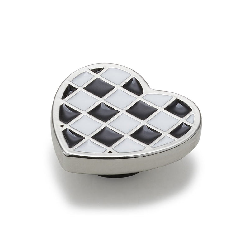 Jibbitz Charm Silver Checkerboard Heart