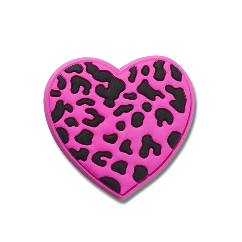Jibbitz Charm Purple Cheetah Print Heart