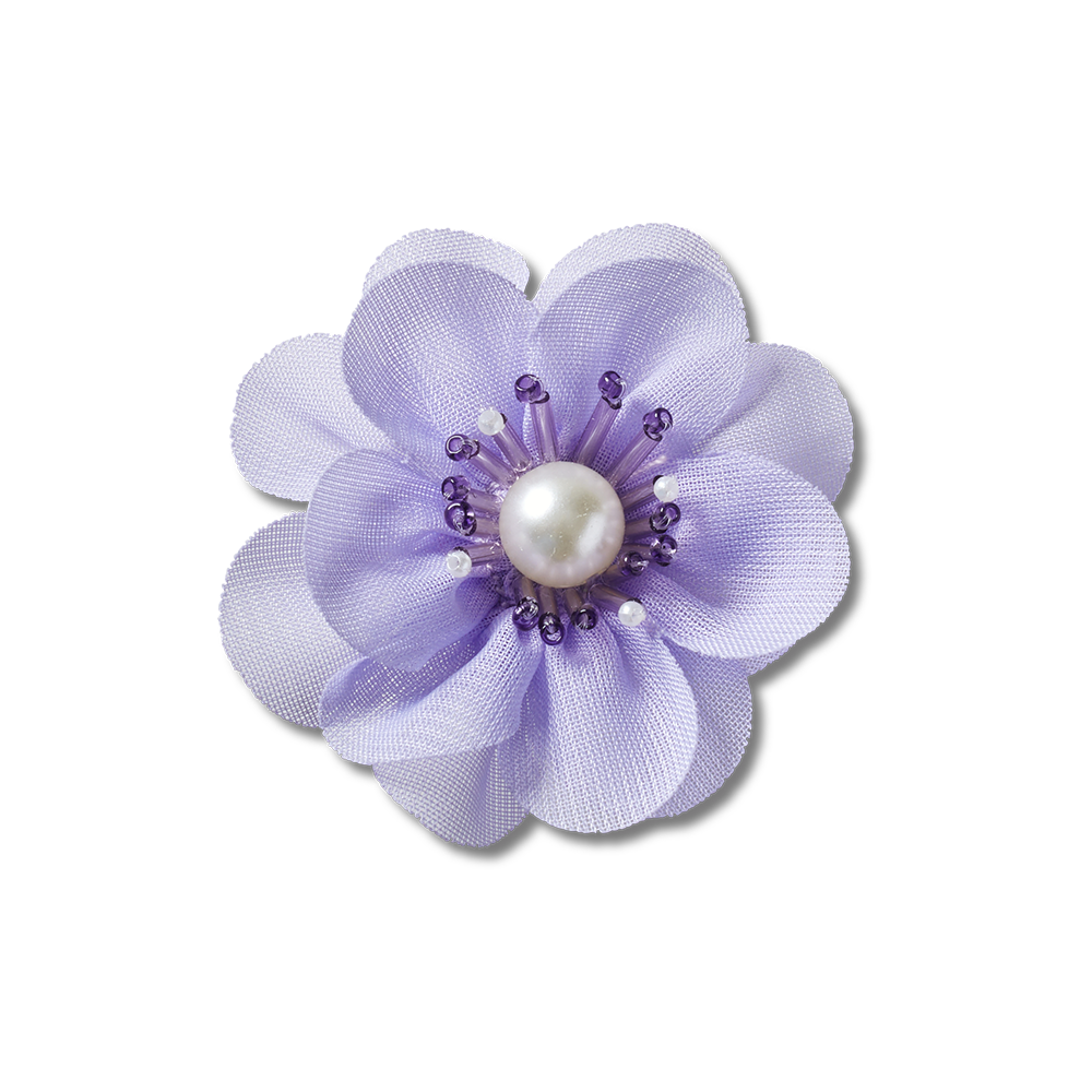 Jibbitz™ Charm Blue Fabric Flower With Pearl