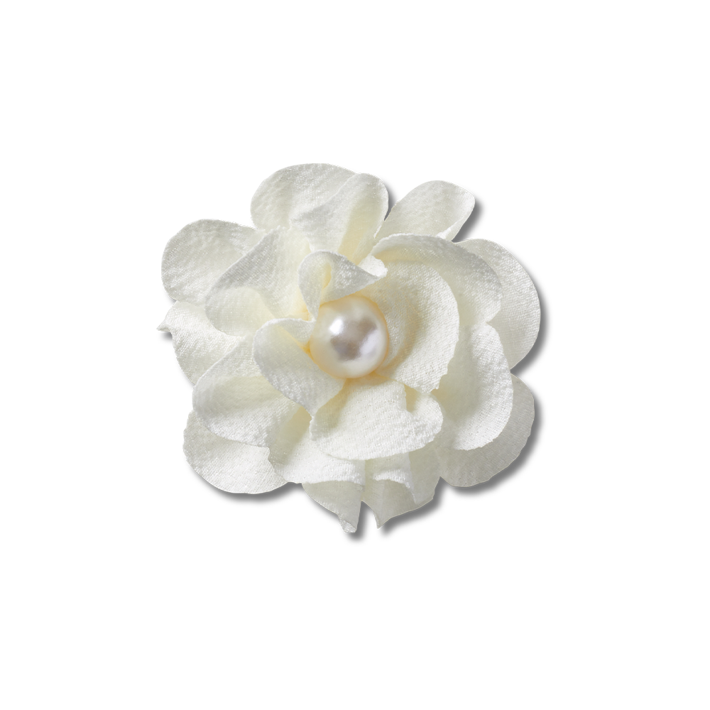 Jibbitz™ Charm White Fabric Flower With Pearl