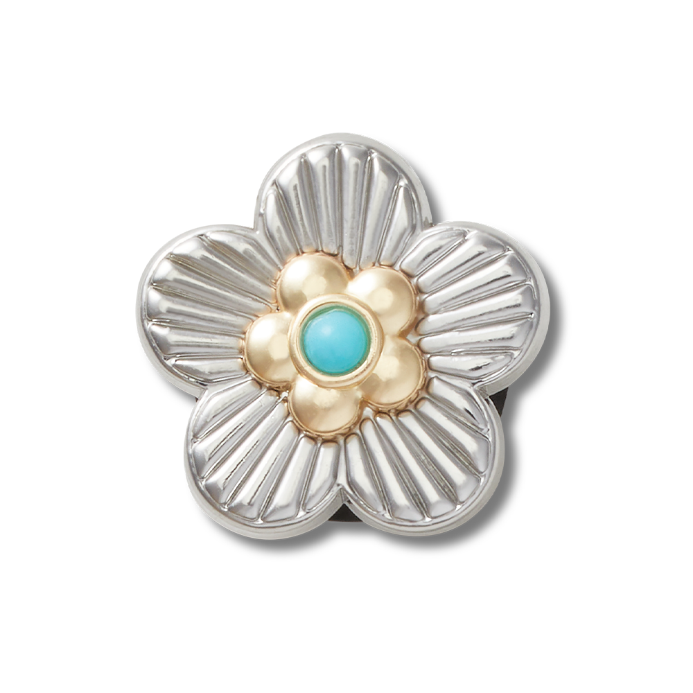 Jibbitz™ Charm Silver Turquoise Flower
