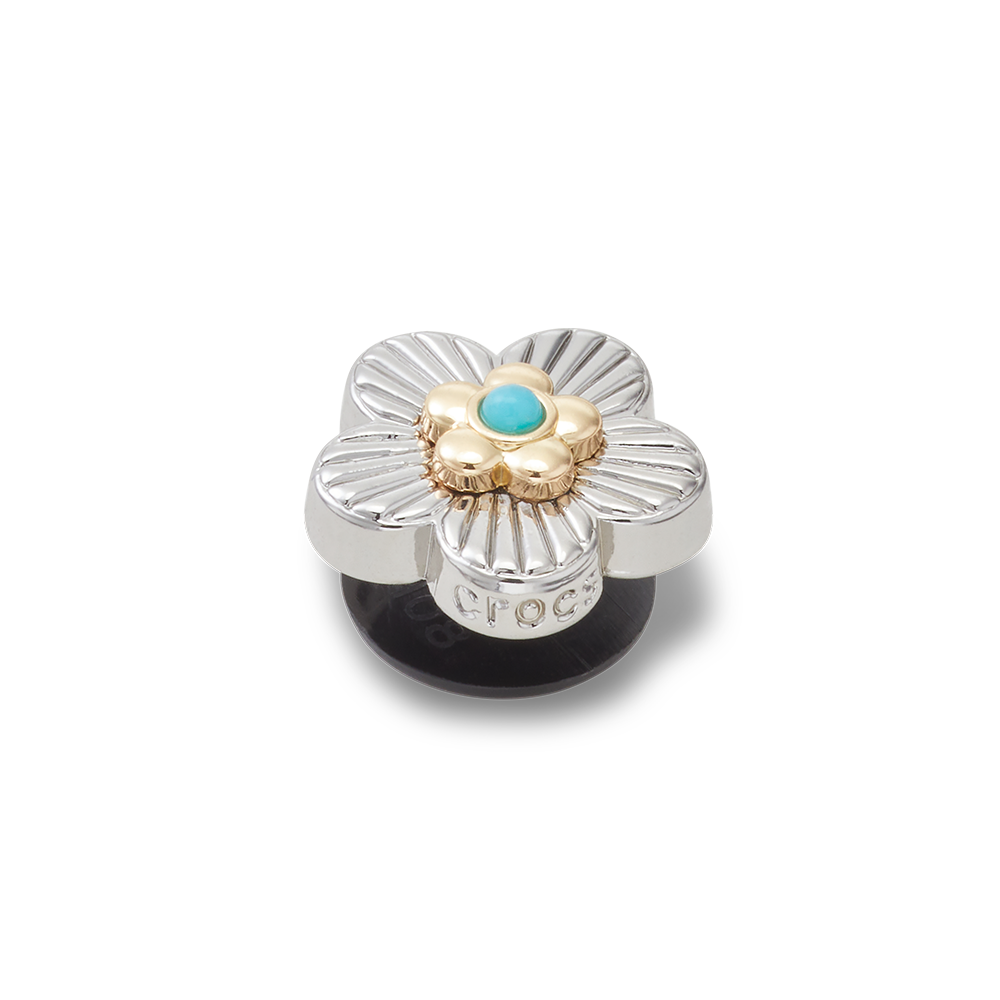 Jibbitz™ Charm Silver Turquoise Flower