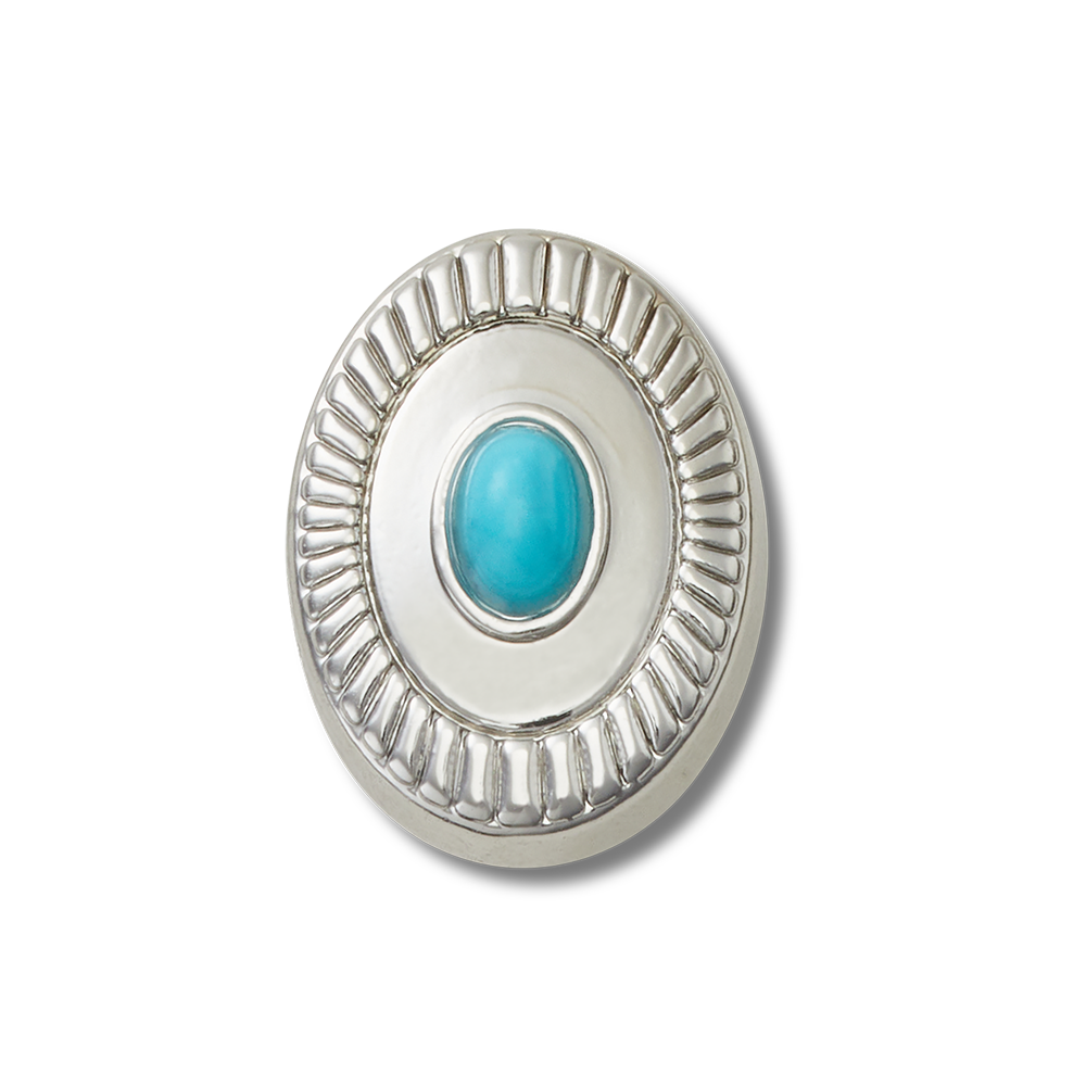 Jibbitz™ Charm Silver Turquoise Emblem