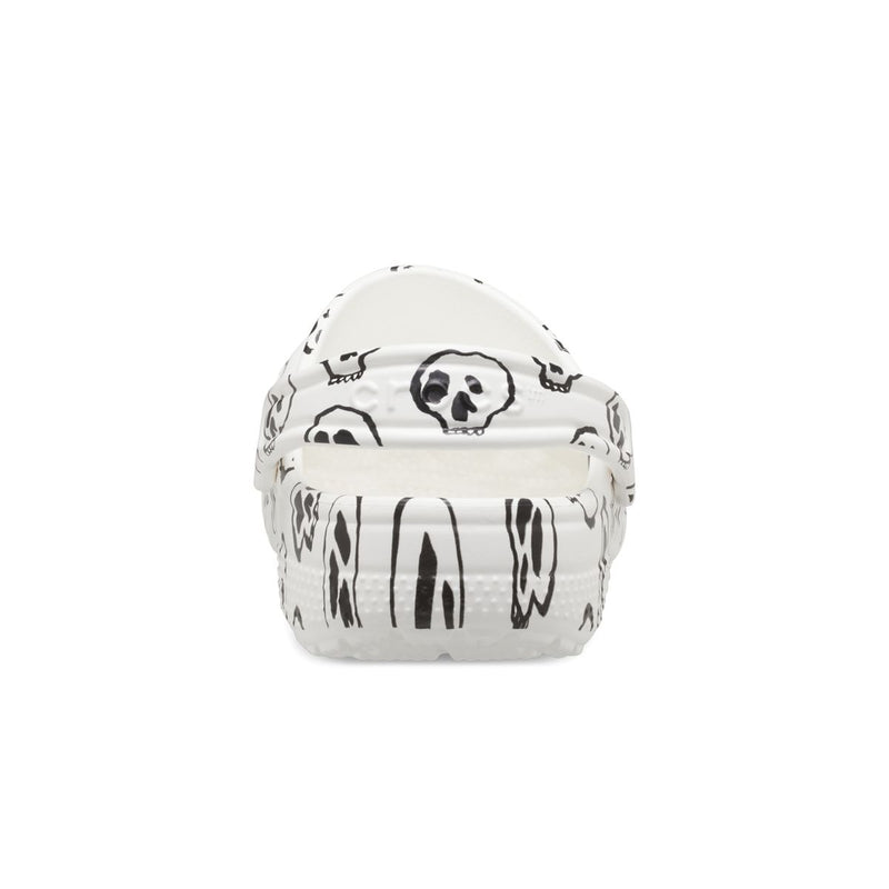 Kids Classic Skull Print Clog in White Black
