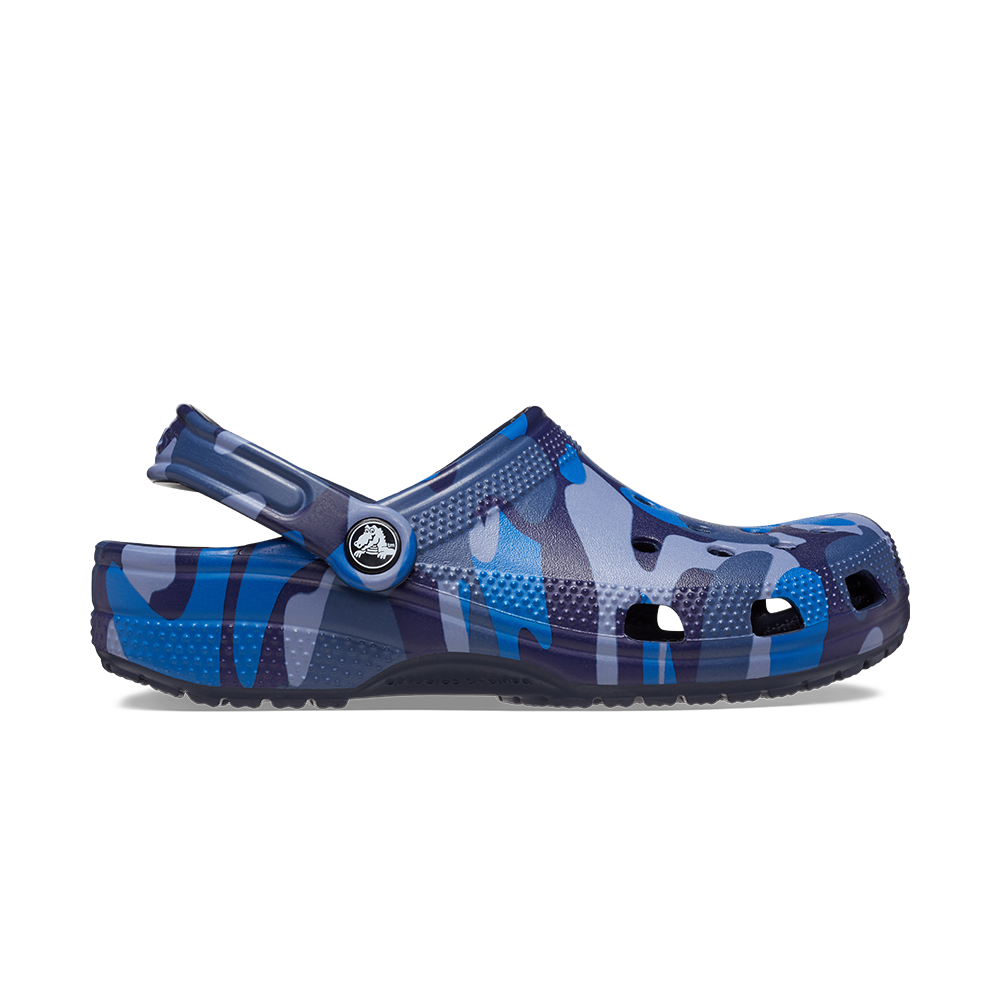 Blue top camo crocs