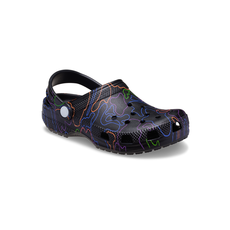 Toddler Classic Hi Vis Camo Clog in Black Multi