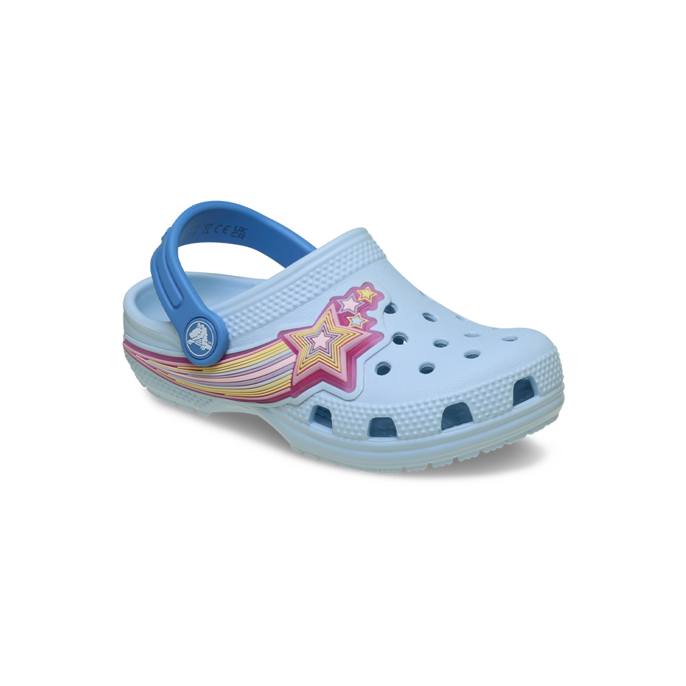 Toddler Classic Star Lights Clog in Blue Frost