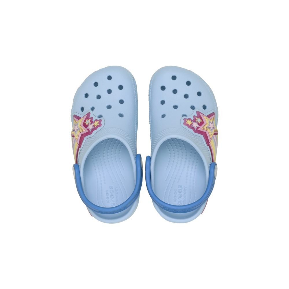 Toddler Classic Star Lights Clog in Blue Frost