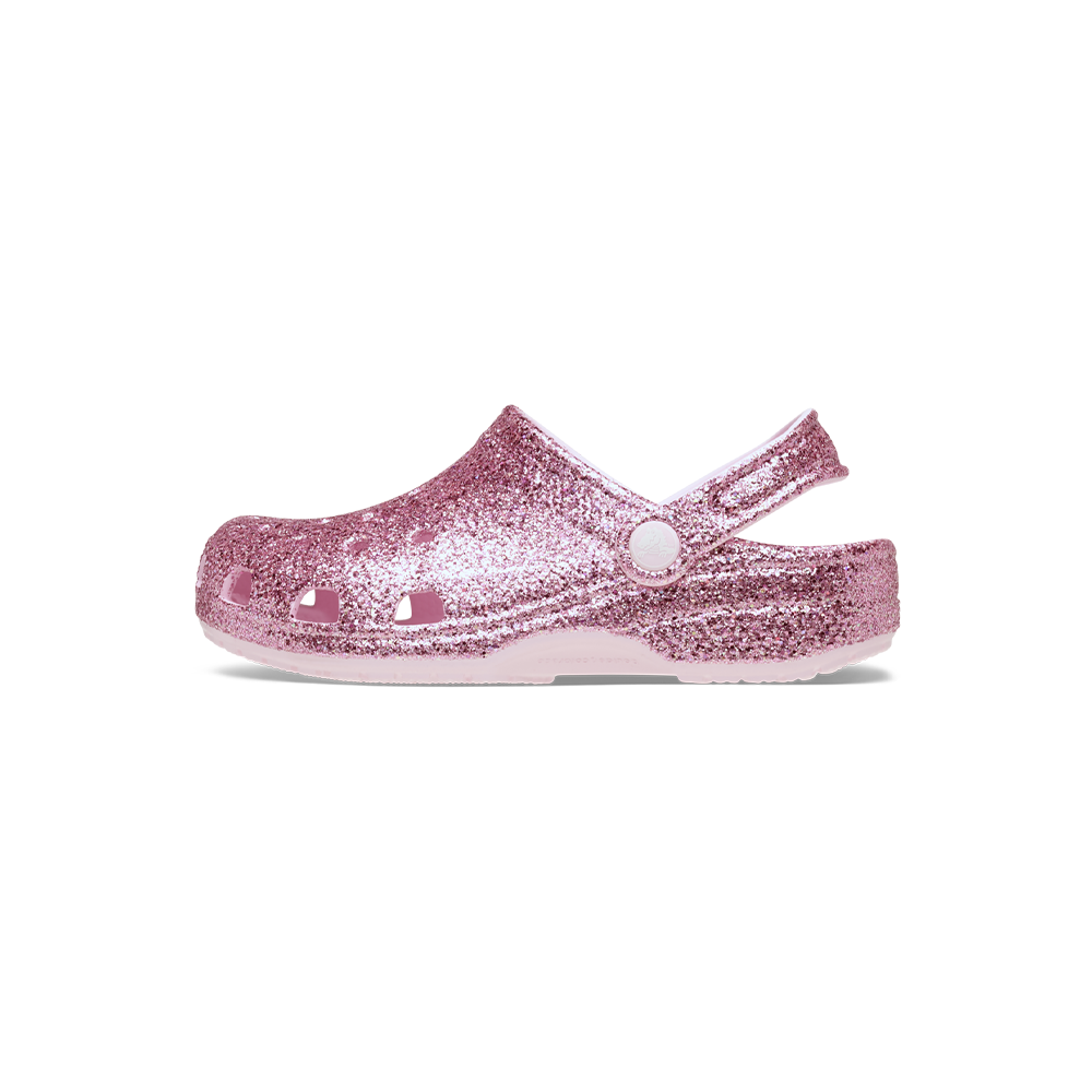Kids' Classic Chunky Glitter Clog in Pink Milk