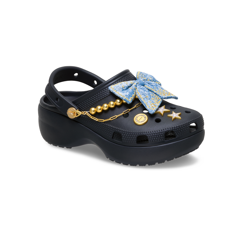 Classic Platform Denim Glitz Clog in Black