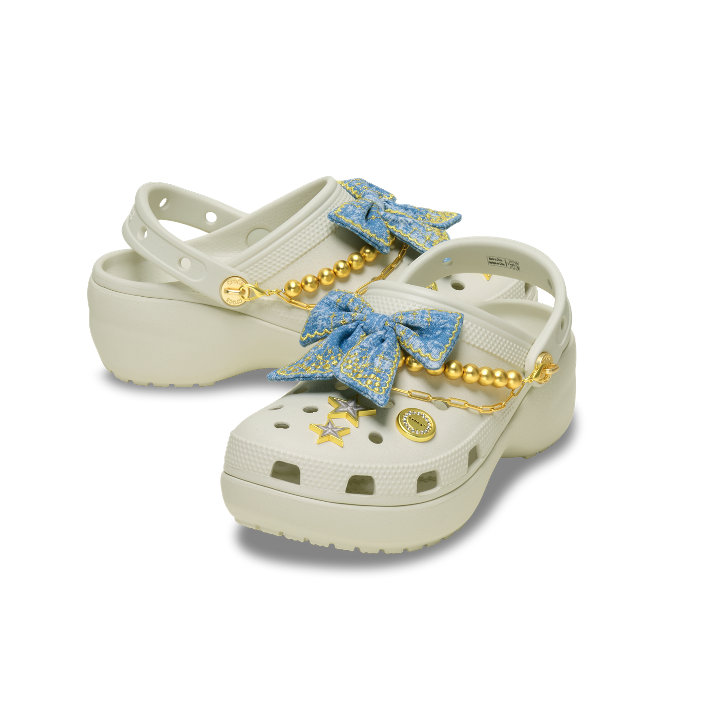 Classic Platform Denim Glitz Clog in Linen