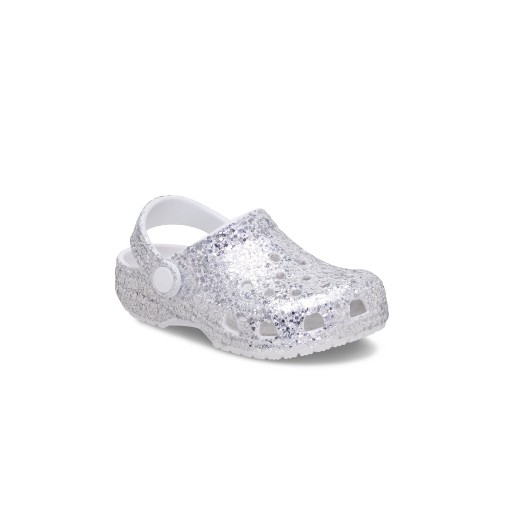 Toddler Classic Dazzle Glitter Clog in Silver