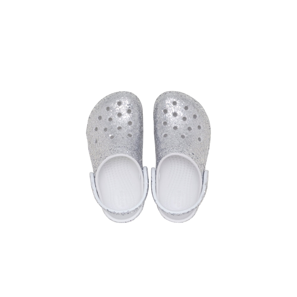 Toddler Classic Dazzle Glitter Clog in Silver