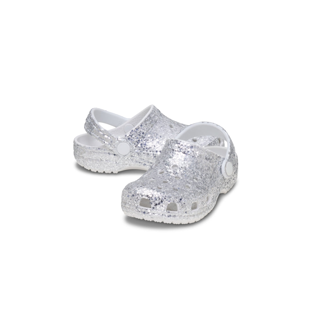 Toddler Classic Dazzle Glitter Clog in Silver