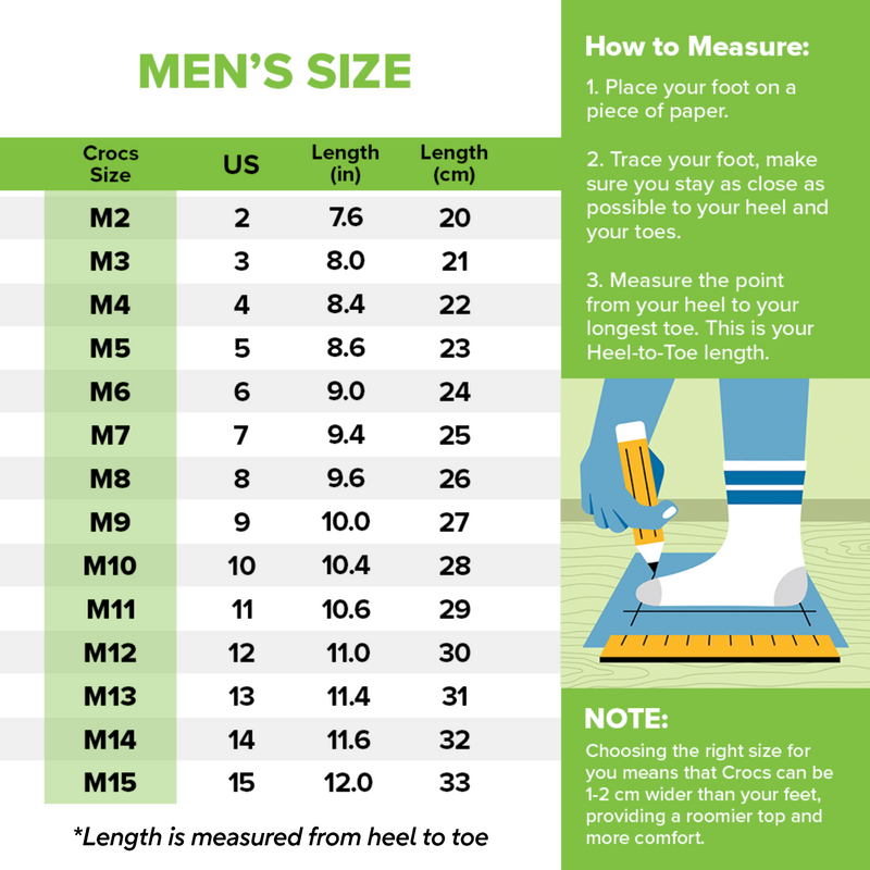 Crocs size chart men on sale